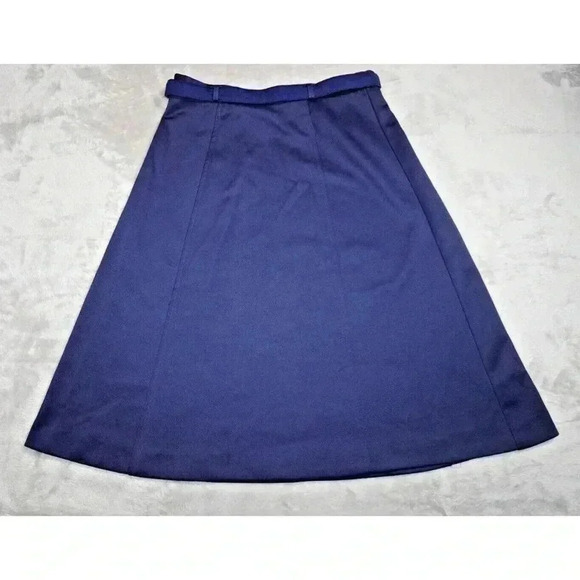 Vintage Koret Blue A line Midi Skirt with Belt size 14 - Picture 9 of 13